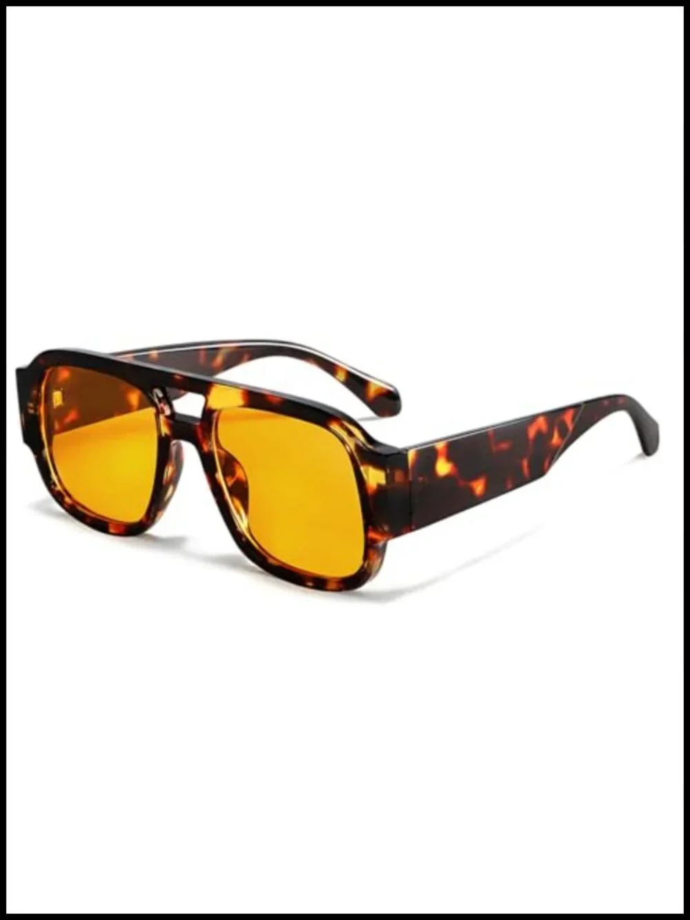 Oversized Aviator Sunglasses Double Bridge UV400 Square Frame